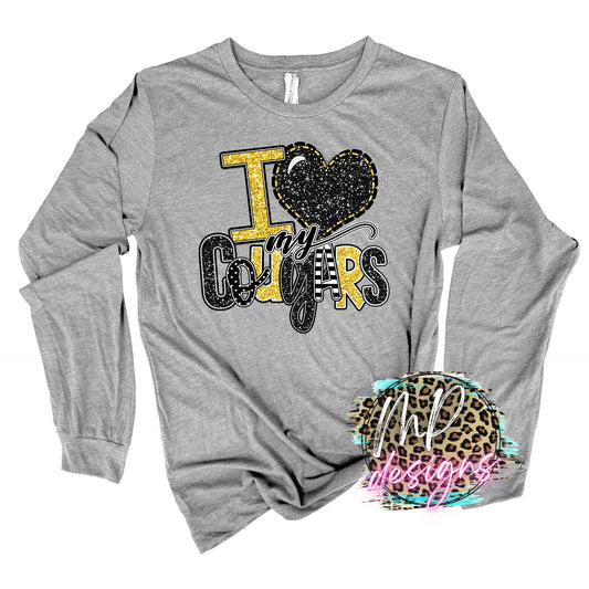 I LOVE MY COUGARS YELLOW LONG SLEEVE/SWEATSHIRT