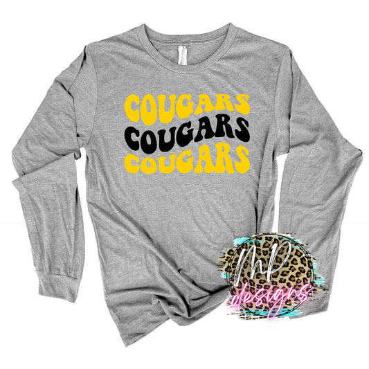 COUGARS WAVY RETRO YELLOW LONG SLEEVE/SWEATSHIRT